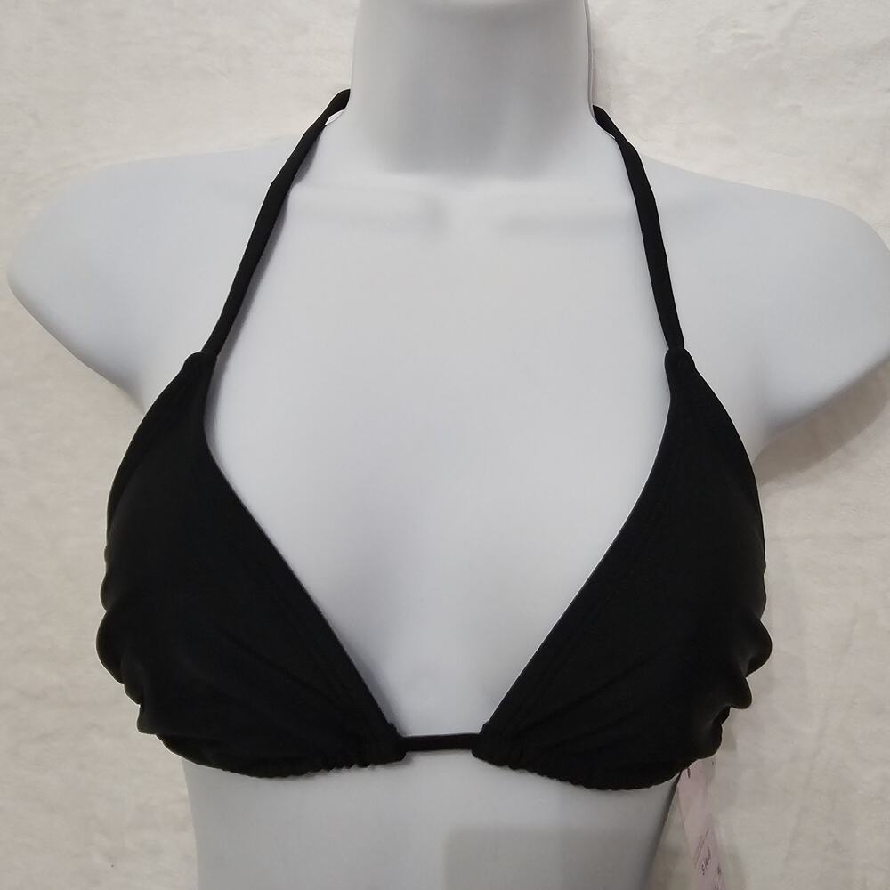 NWT Womens String Bikini Top S Black Minimalist Classic Resortwear Beachwear